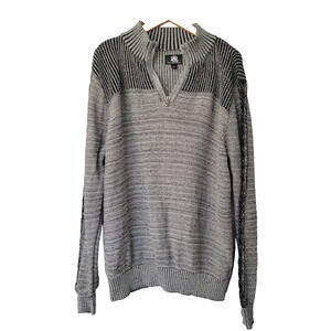 Rock & Republic Sweater Gray Zip 100% Cotton Mens XL Preppy Winter Ski Neutral